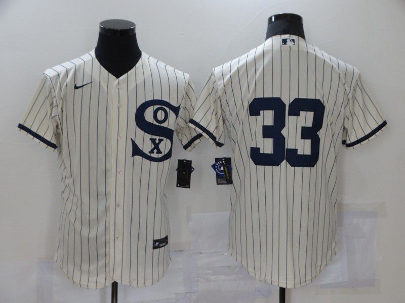 Men Chicago White Sox 33 No Name Cream stripe Dream version Elite Nike 2021 MLB Jersey